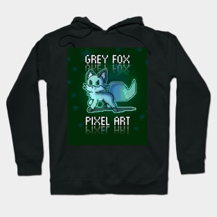 Cute Grey Fox Pixel Art - Gamer Sprites Digital Art Lovers Hoodie